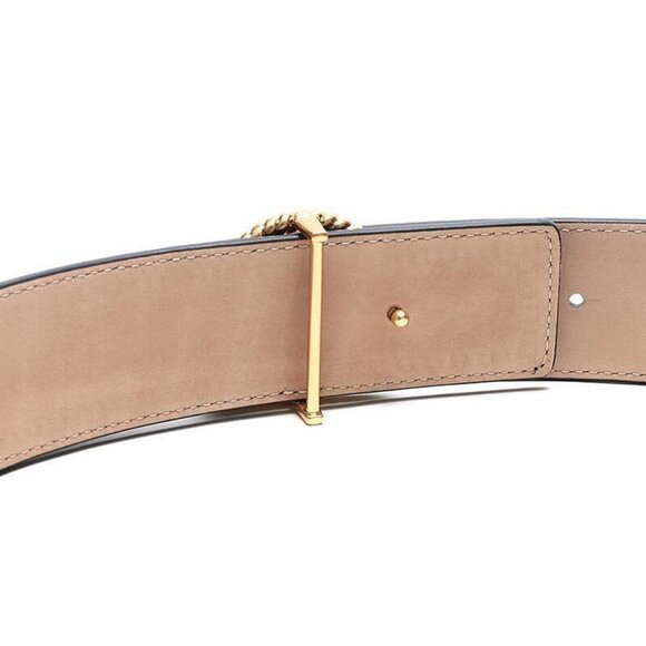 Tory Burch $198 REMOVABLE BUCKLE WIDE 1 1/2" Twisted Logo Belt Royal Navy S L - Picture 2 of 4